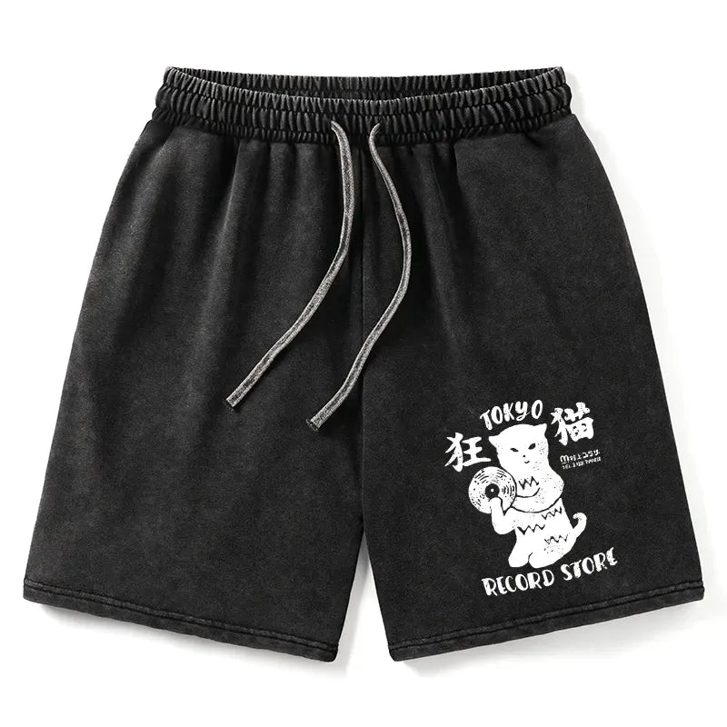 Kyoto-Lion Tokyo Record Store Cat CD Washed Shorts