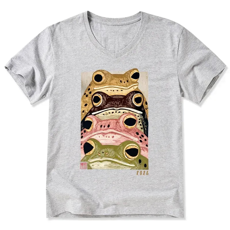 Colorful Frog Art Tee for Casual Wear