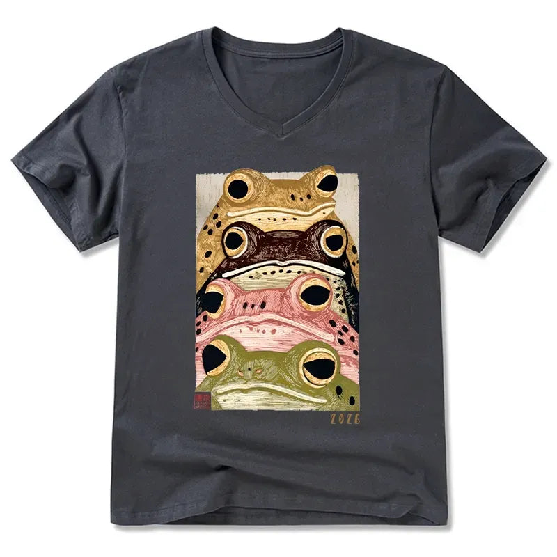 Colorful Frog Art Tee for Casual Wear