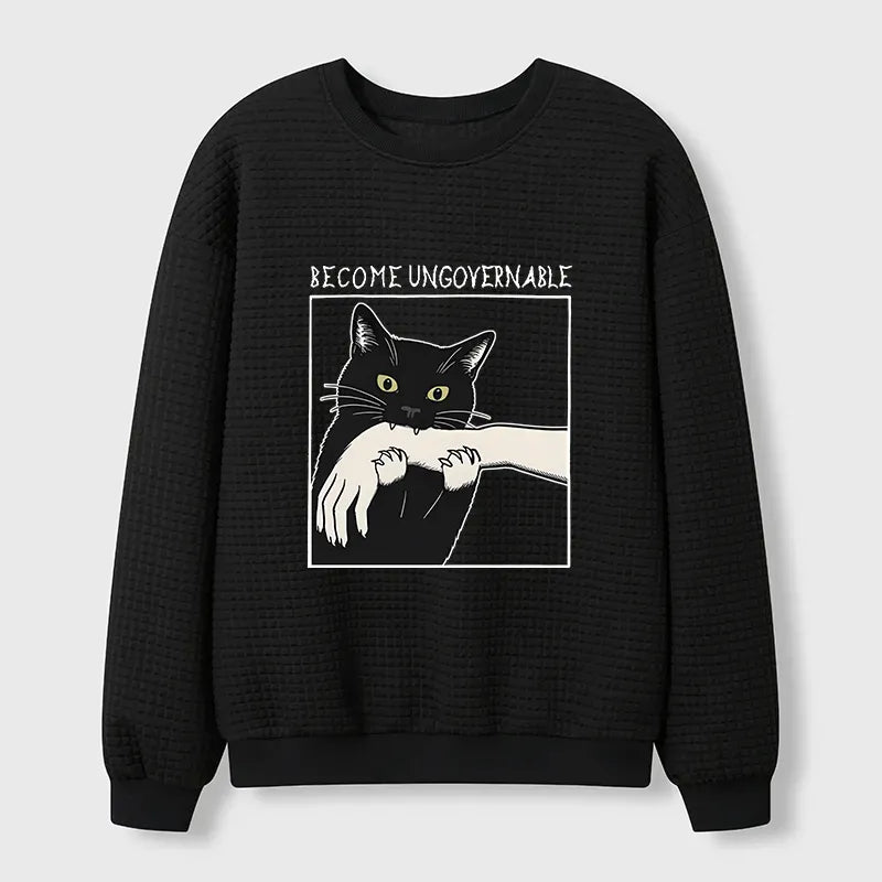 Japanese Black Cat Sweatshirt for Daily Wear
