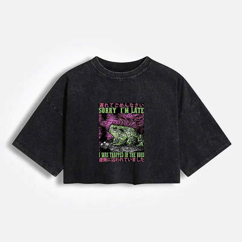 Women's Washed Crop T-Shirt for Summer