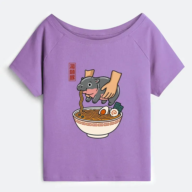 Japanese Vintage Off Shoulder T-Shirt