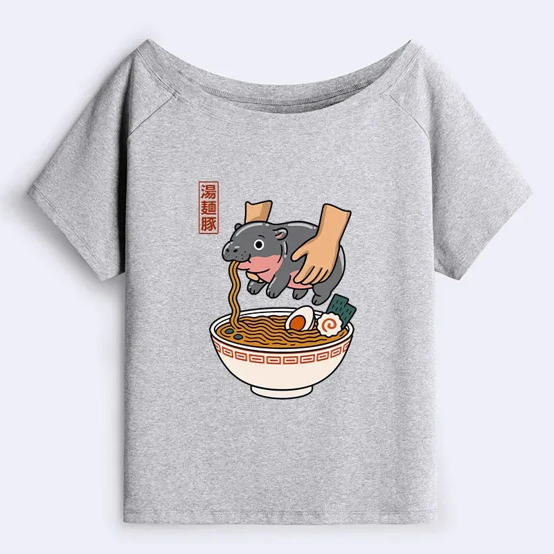 Kyoto-Lion Noodles Got Me Off Shoulder T-Shirt