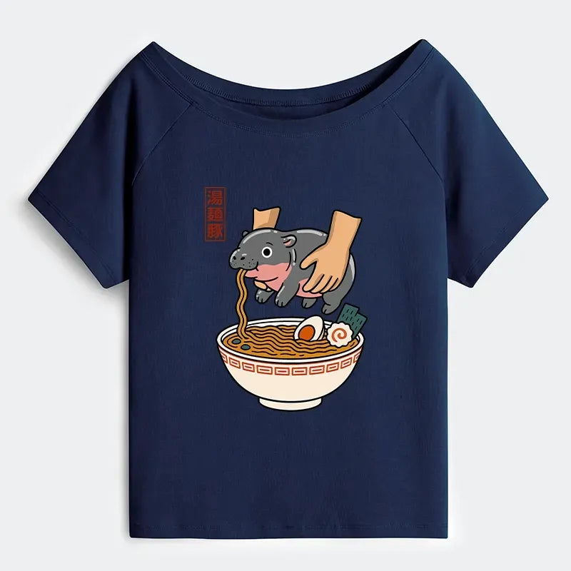 Kyoto-Lion Noodles Got Me Off Shoulder T-Shirt