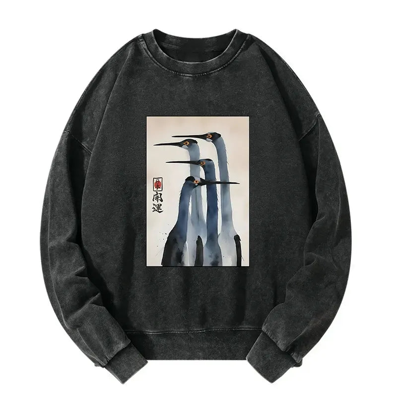 Japanese Style Crane Sweatshirt Best Seller