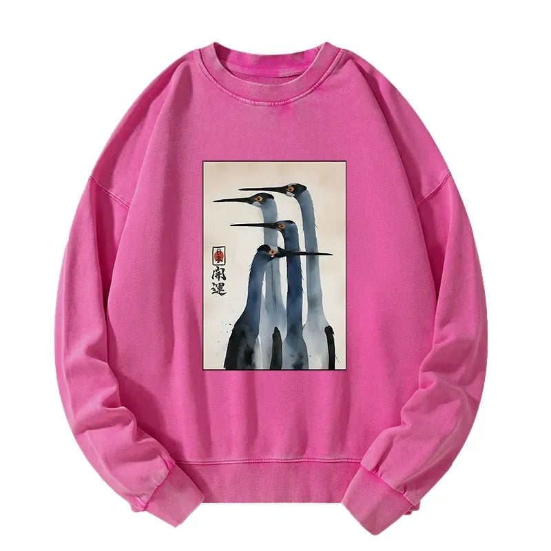 Japanese Style Crane Sweatshirt Best Seller