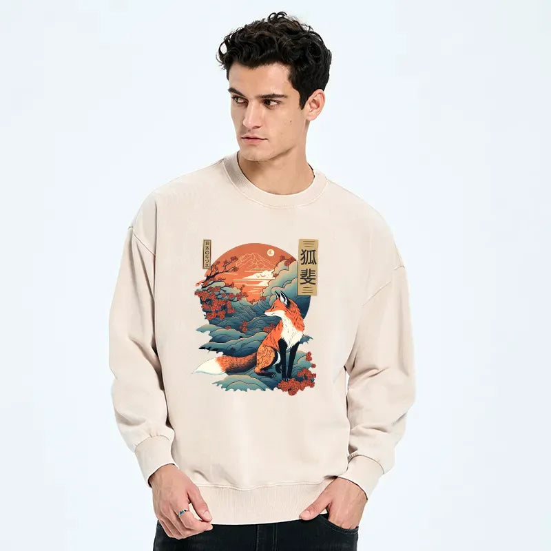 Japanese Kitsune Fox Sakura Sweatshirt