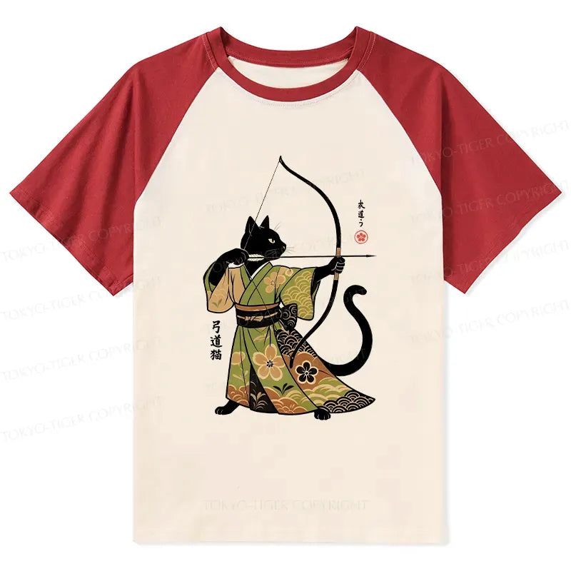 Japanese cat archery raglan t-shirt