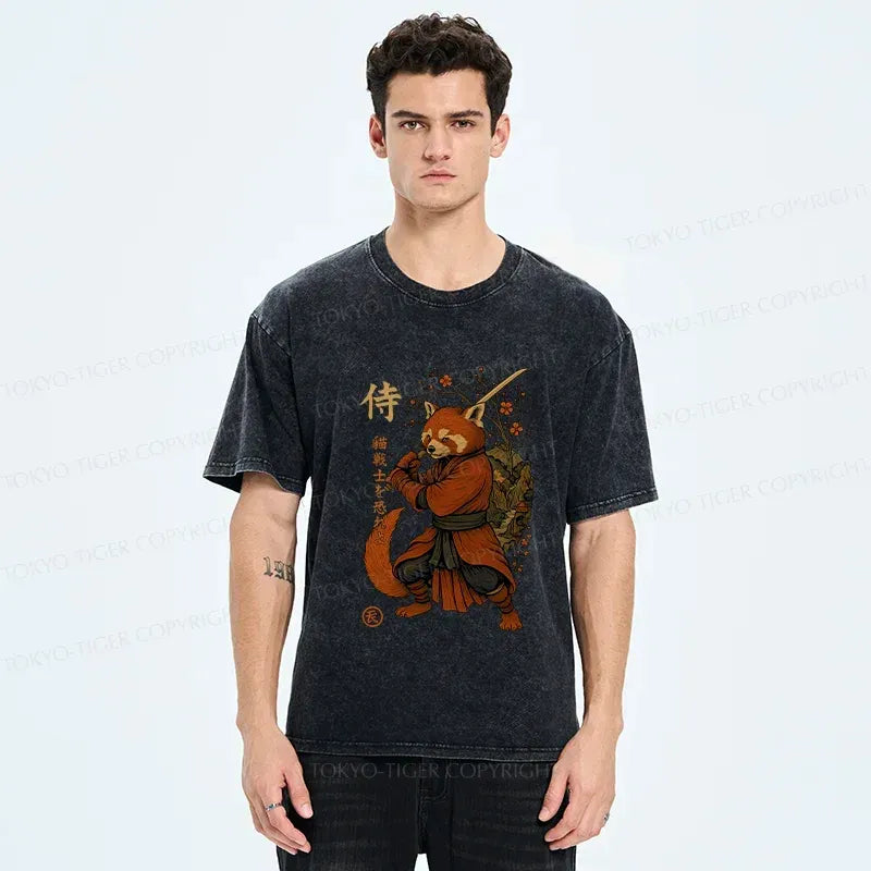 Red Panda Samurai Japanese Vintage T-Shirt