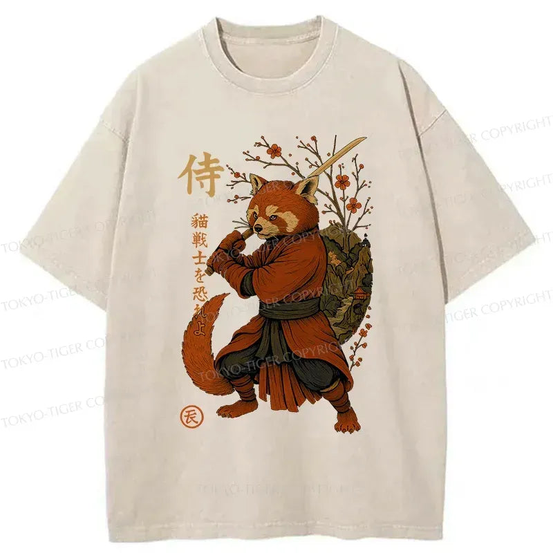 Kyoto-Lion Red Panda Samurai Washed T-Shirt