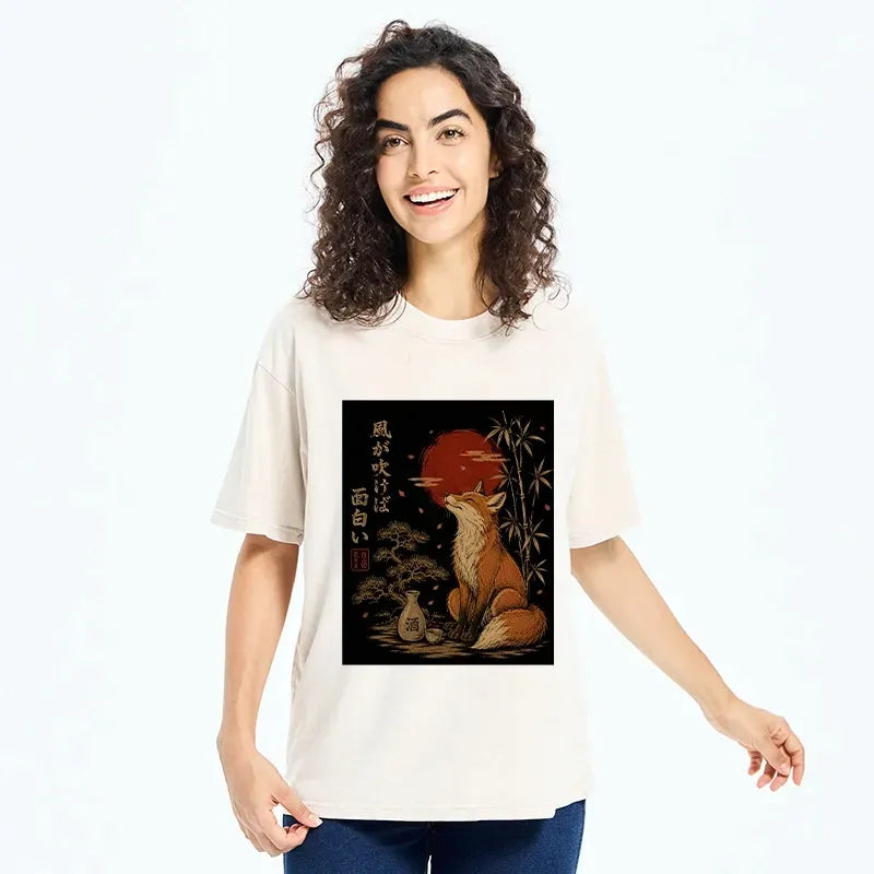 Japanese Zen Fox T-Shirt for Everyday Wear