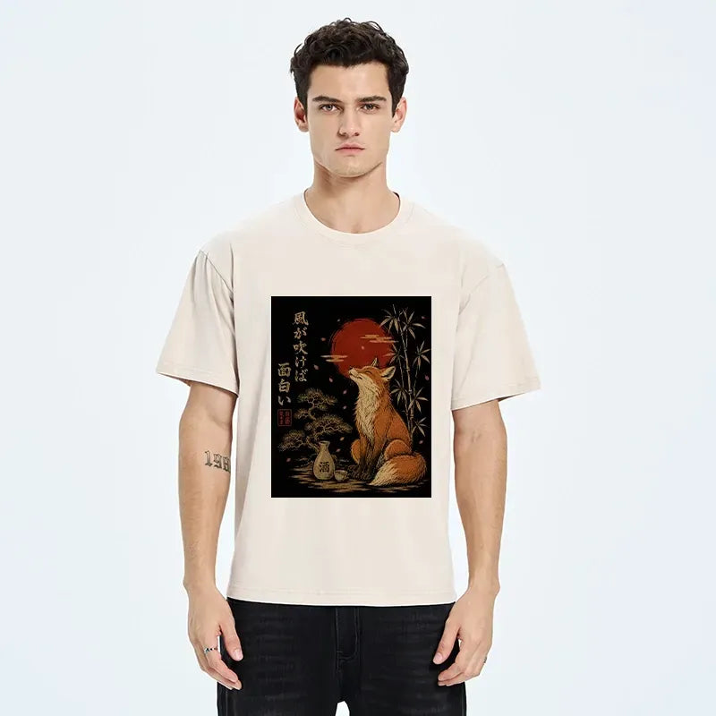 Vintage Japanese Fox Graphic T-Shirt for Streetwear