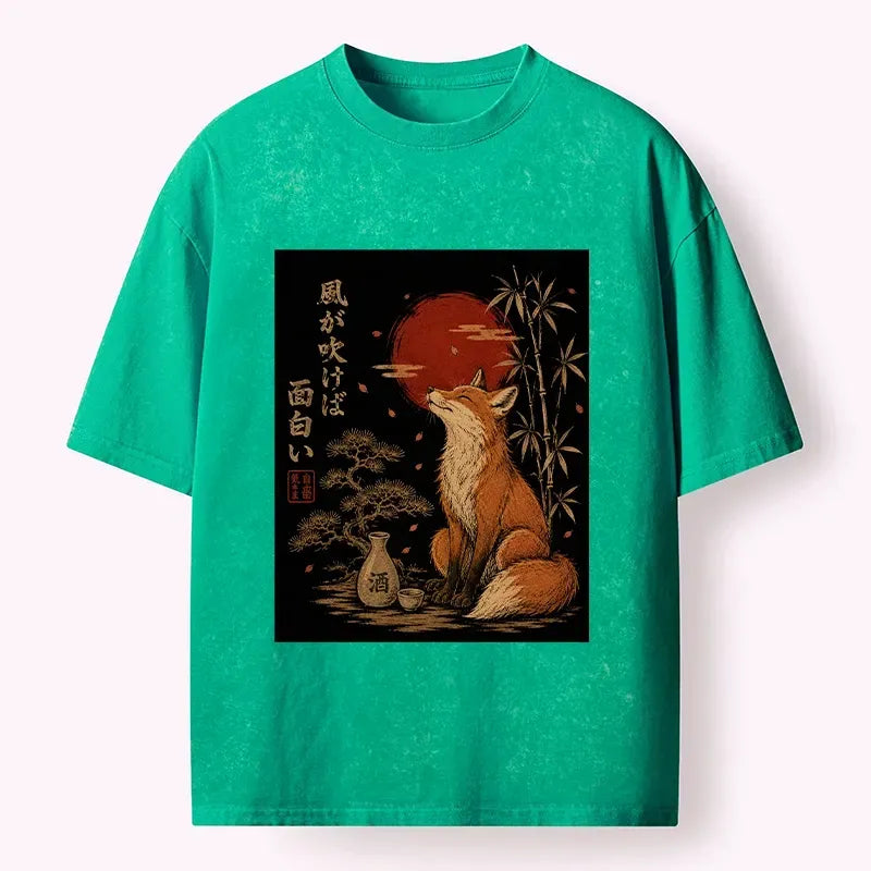 Vintage Japanese Fox Graphic T-Shirt for Streetwear