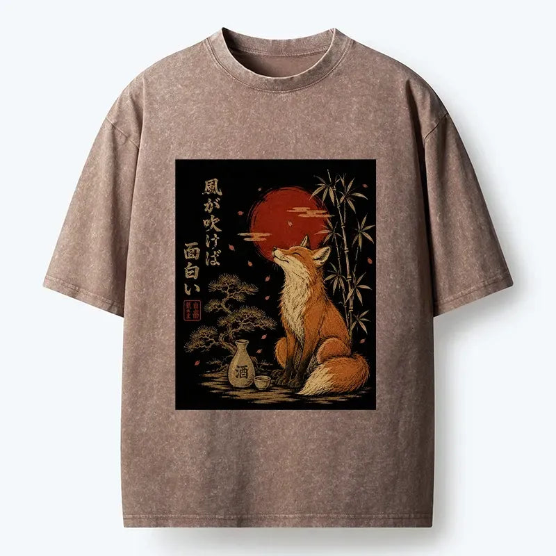 Vintage Japanese Fox Graphic T-Shirt for Streetwear