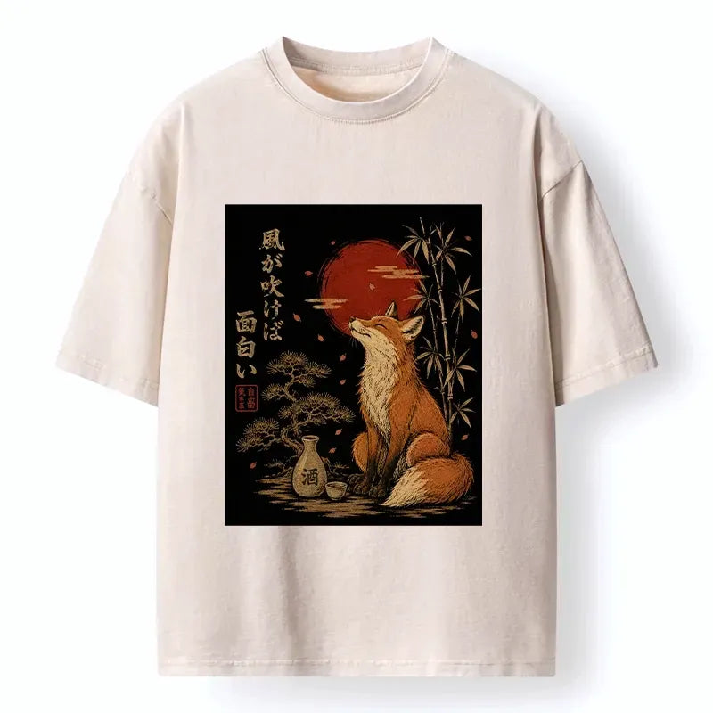 Vintage Japanese Fox Graphic T-Shirt for Streetwear