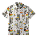 Kyoto-Lion Kawaii Pride Cat Rainbow Accessories On Button-up Shirt
