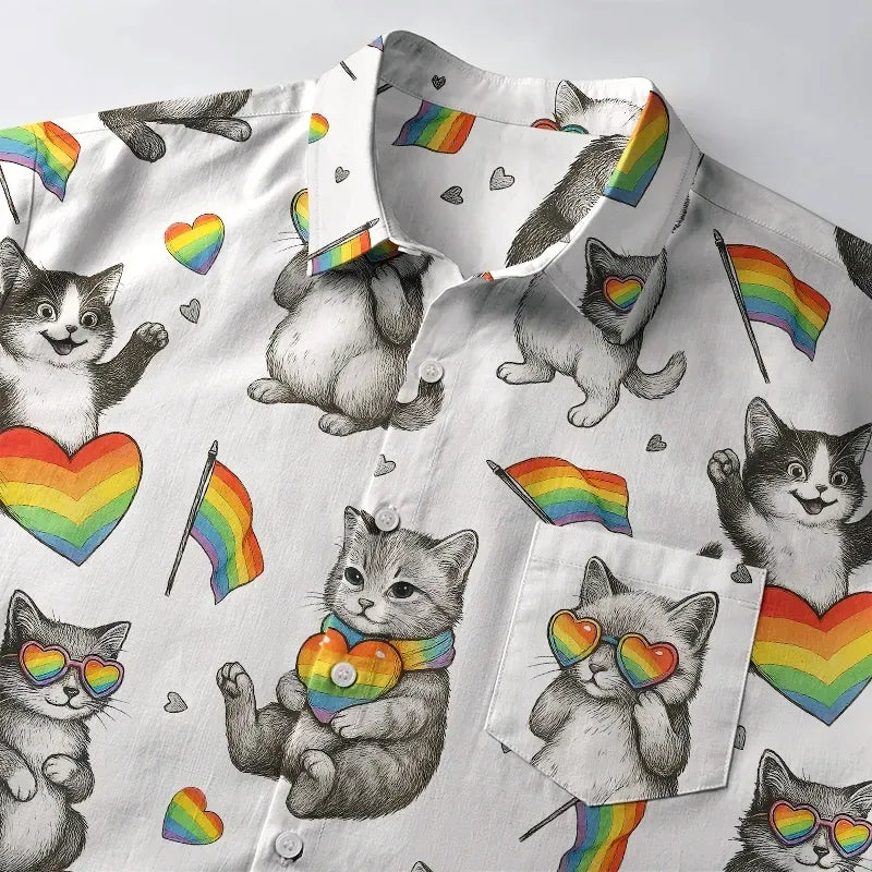 Trendy Kyoto-Lion Cat Button-up Shirt Unisex