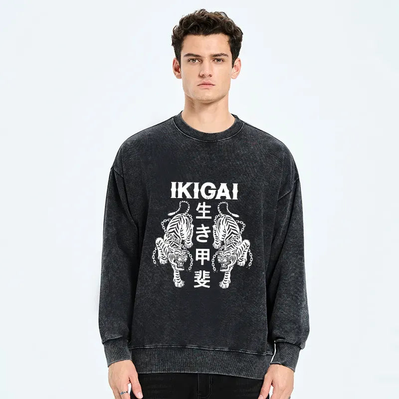 Kyoto-Lion Japanese Chain Tiger Washed Sweatshirt