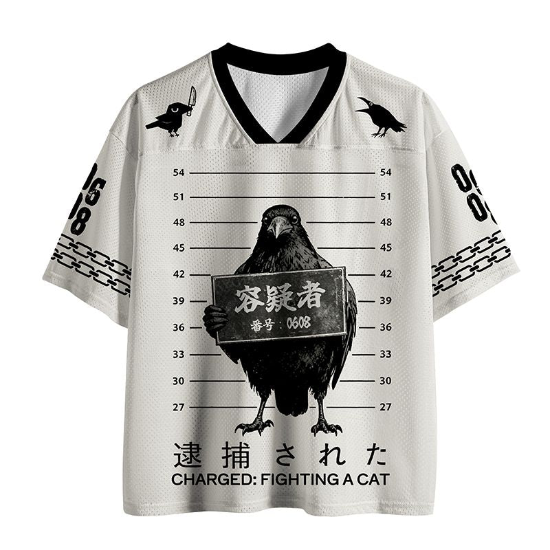 japanese crow mesh jersey for streetwear