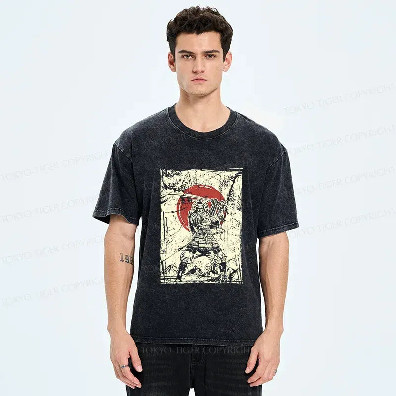 vintage washed samurai tee for streetwear