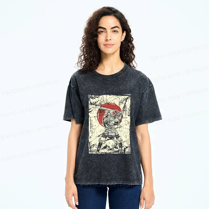vintage washed samurai tee for streetwear