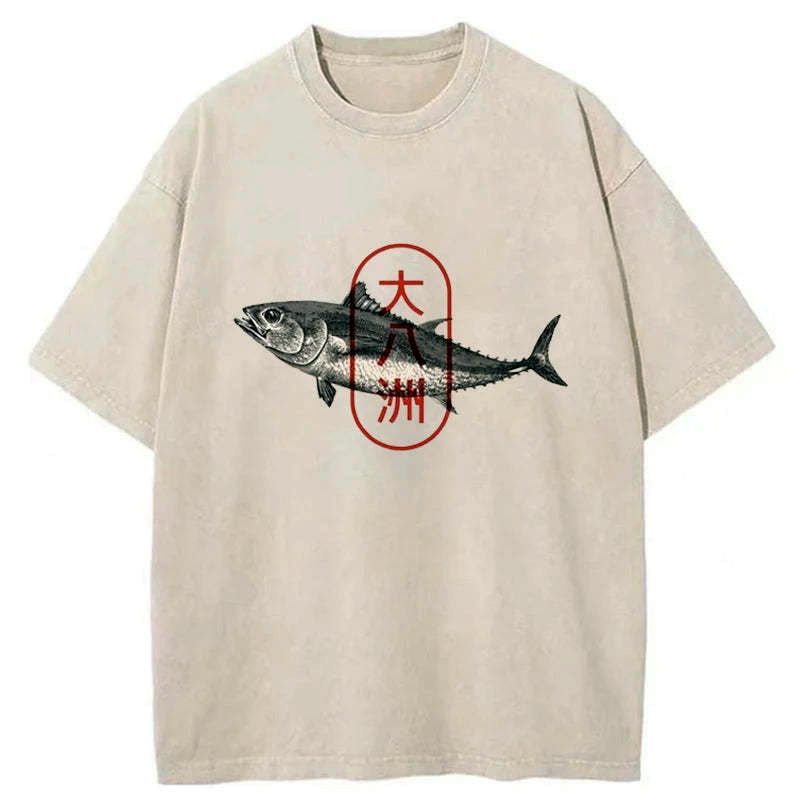 Kyoto-Lion Sushi Fish Washed T-Shirt