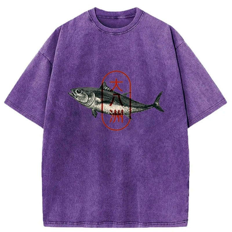 Kyoto-Lion Sushi Fish Washed T-Shirt