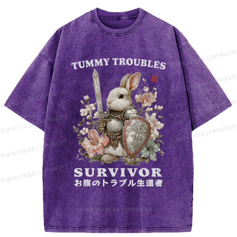 Funny Rabbit Washed T-Shirt for Daily Wear