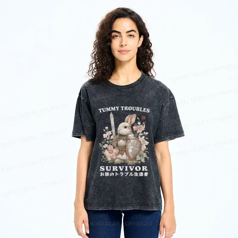 Funny Rabbit Washed T-Shirt for Daily Wear