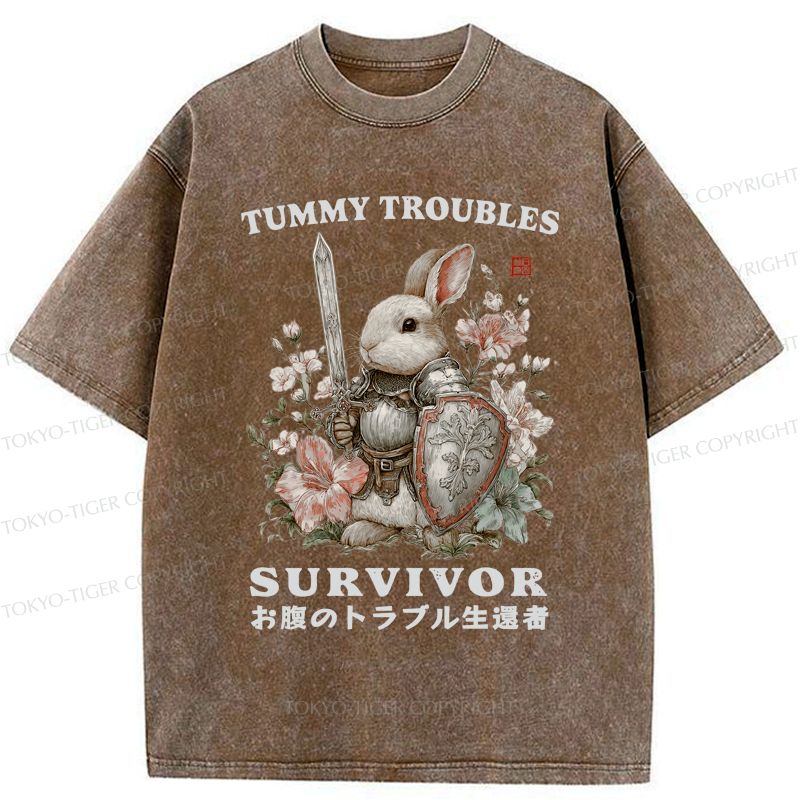 Funny Rabbit Washed T-Shirt for Daily Wear