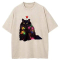 Christmas lights cat tee for festival