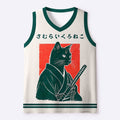 Black Cat Japanese Vintage Tank Top for Streetwear