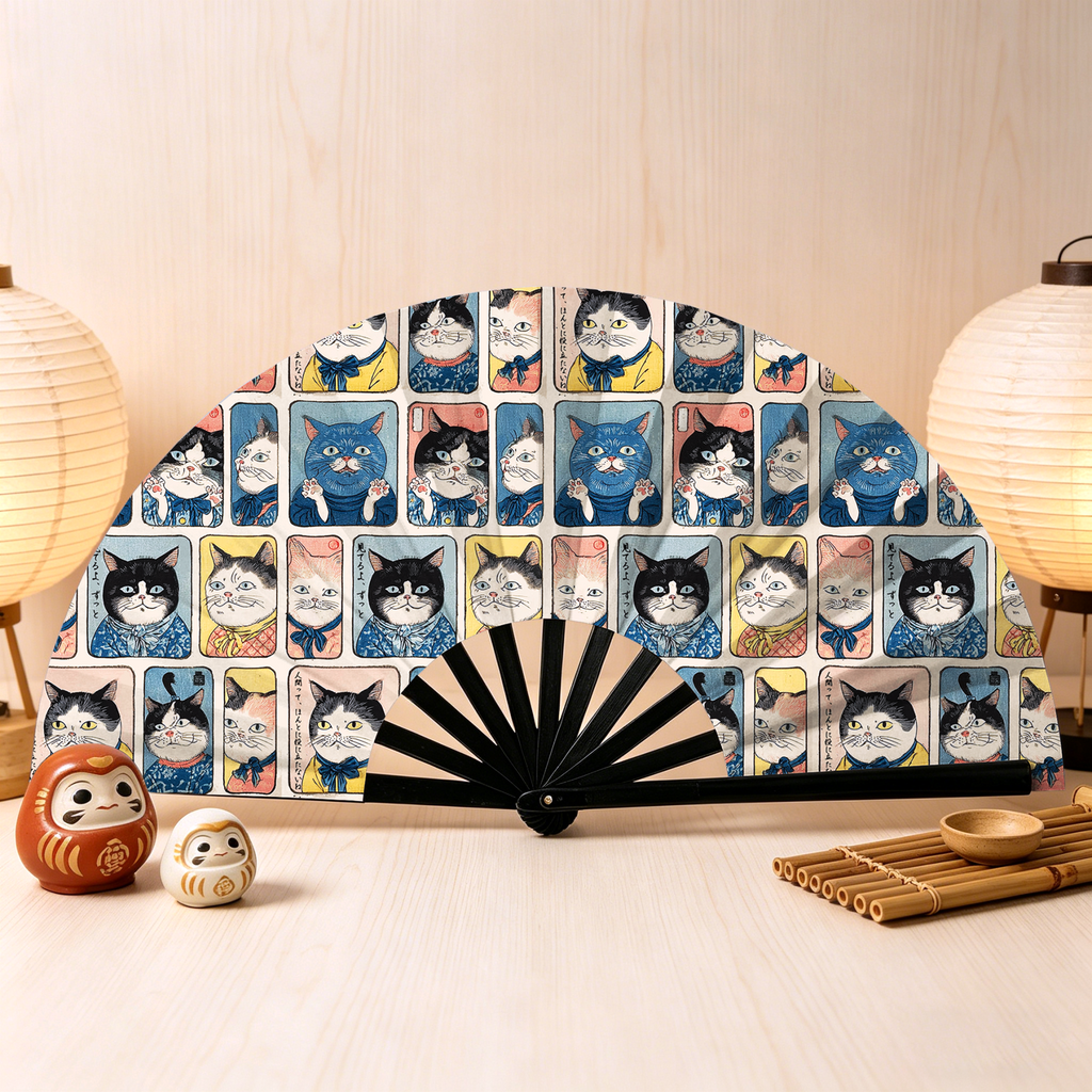Kyoto-Lion Many Cats Are Watching You Hand Fan