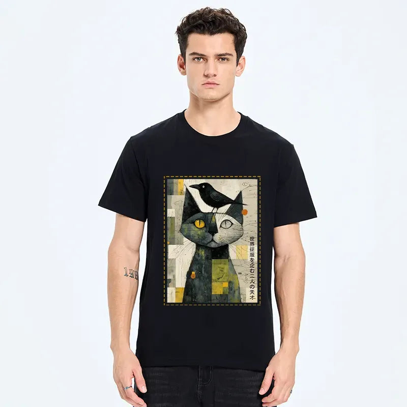 Funny Cat and Crow T-Shirt Gift Idea