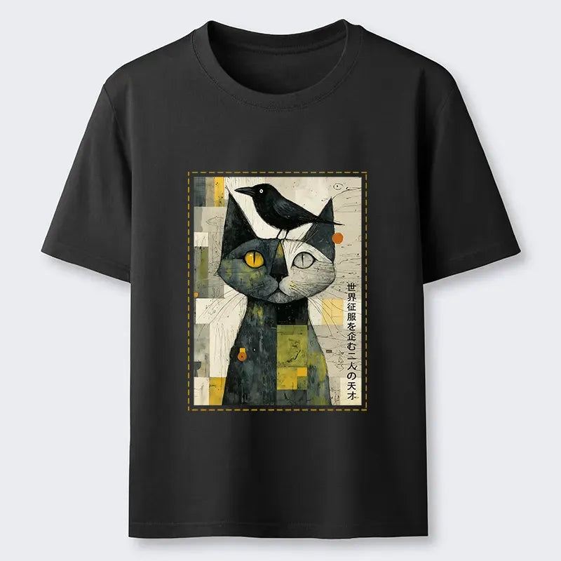 Funny Cat and Crow T-Shirt Gift Idea