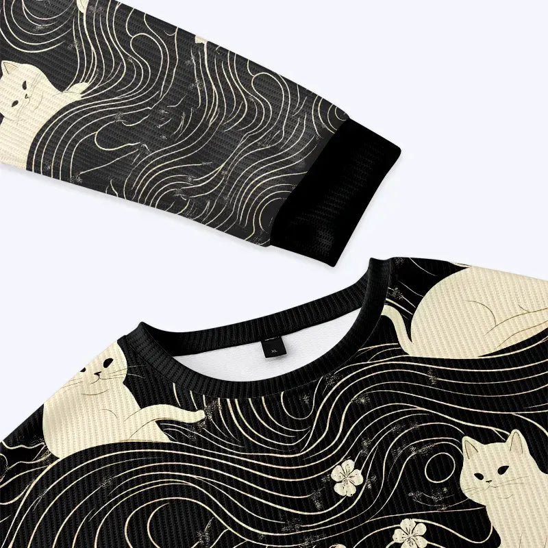 Japanese Mysterious Cat Christmas Sweatshirt