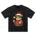 Kyoto-Lion Christmas Cat Likes Kids Washed T-Shirt