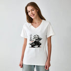 Kyoto-Lion Panda Samurai Warrior V-Neck Classic T-Shirt