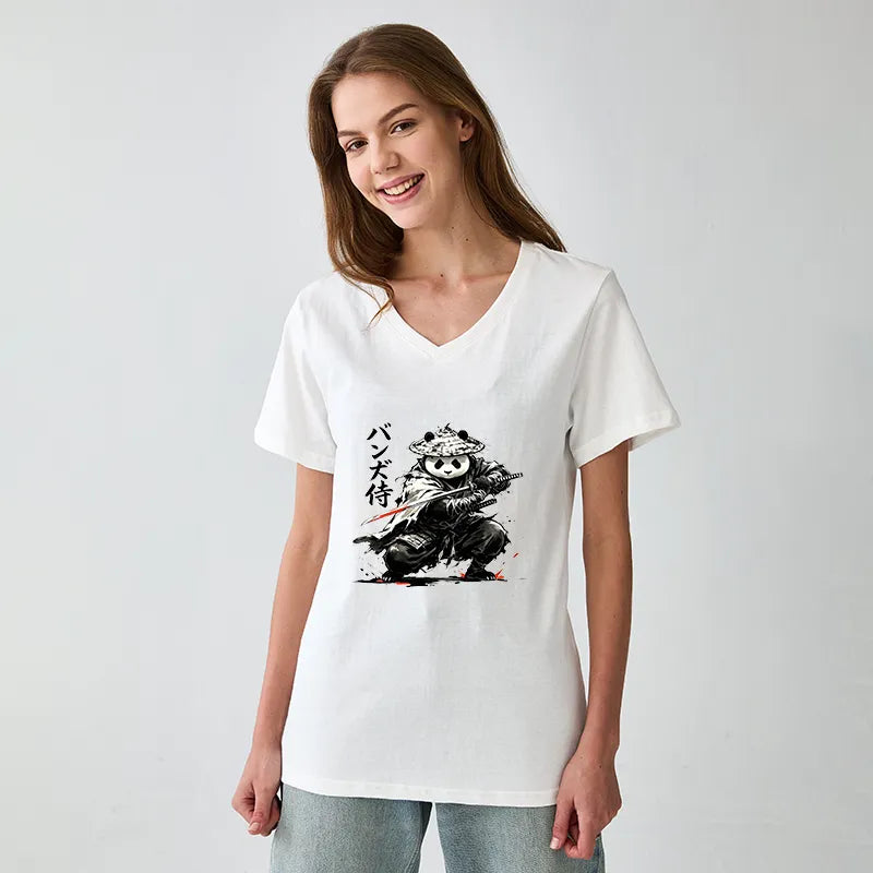 Kyoto-Lion Panda Samurai Warrior V-Neck Classic T-Shirt