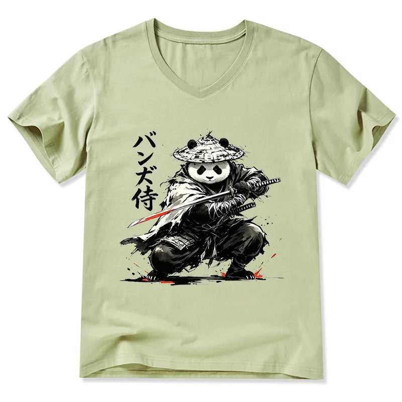Kyoto-Lion Panda Samurai Warrior V-Neck Classic T-Shirt