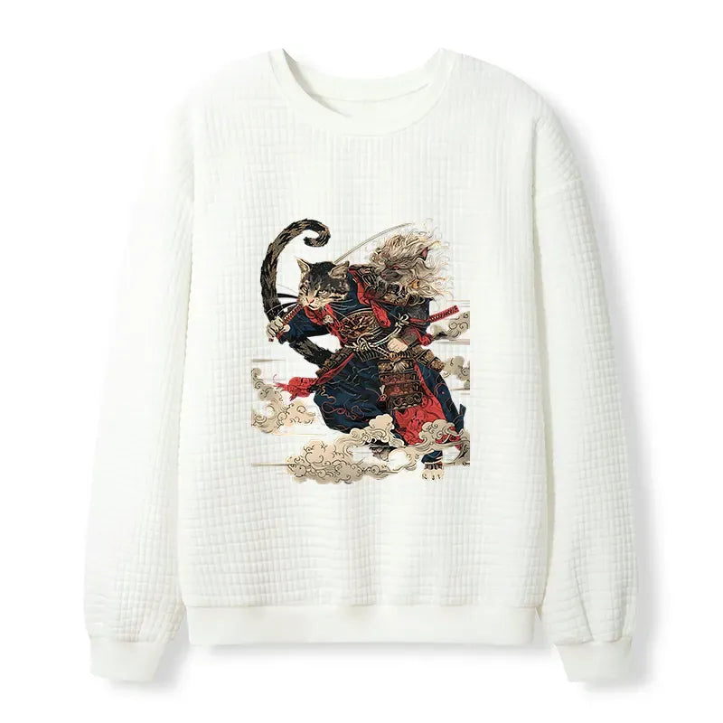 Unisex Samurai Cat Sweatshirt for Beach