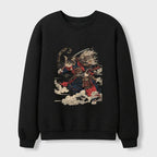 Samurai Cat Waffle Sweatshirt Gift Idea