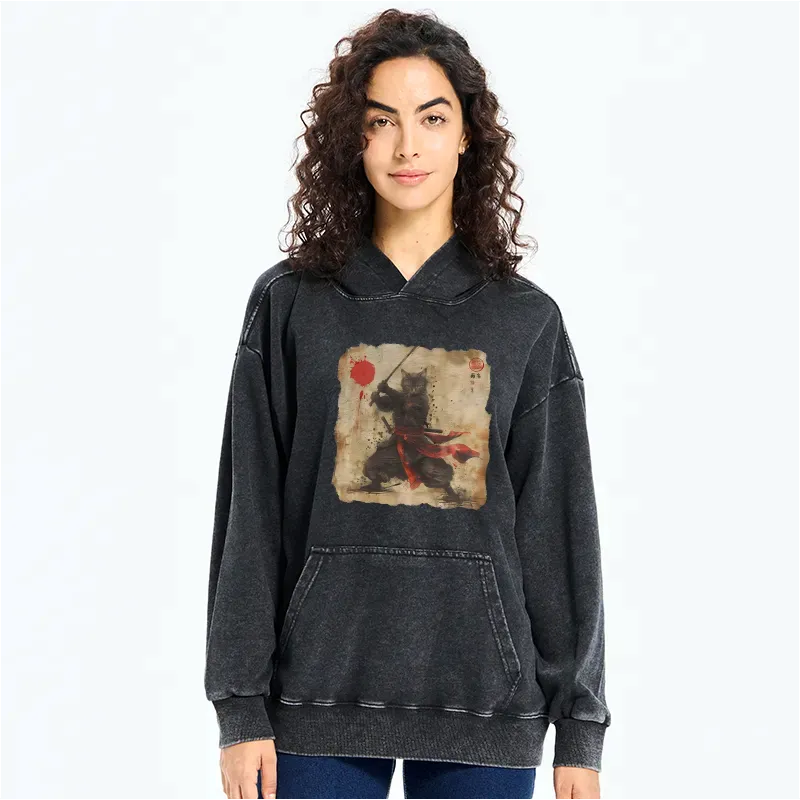 Cute Samurai Cat Hoodie for Gift