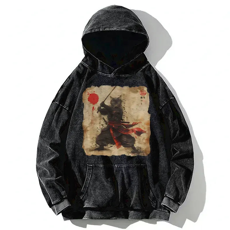 Cute Samurai Cat Hoodie for Gift
