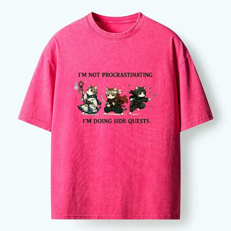 Japanese warrior cats washed t-shirt for streetwear