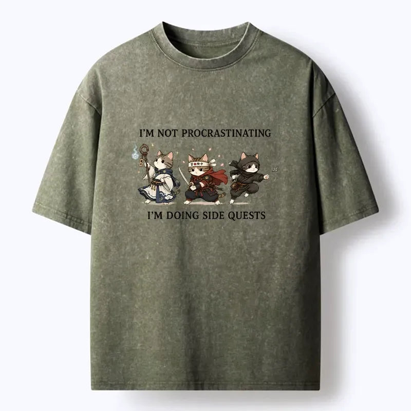 Kyoto-Lion Three Warrior Cats Game Vibe Washed T-Shirt