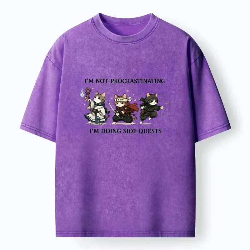 Japanese warrior cats washed t-shirt for streetwear