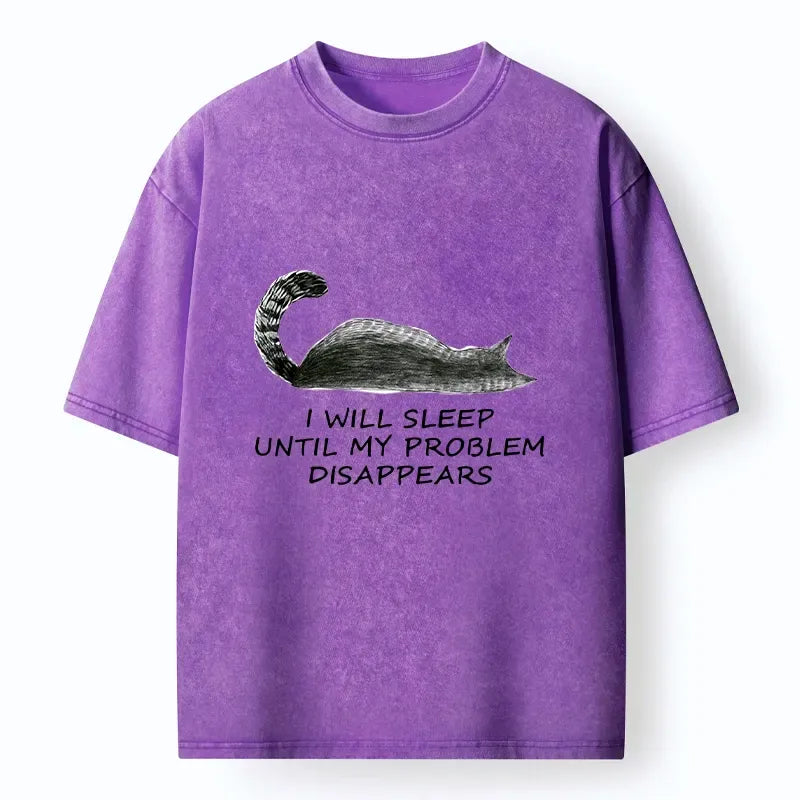 Kyoto-Lion Meme Cat Nap Till World Fixes Itself Washed T-Shirt
