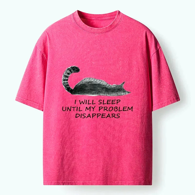 Kyoto-Lion Meme Cat Nap Till World Fixes Itself Washed T-Shirt