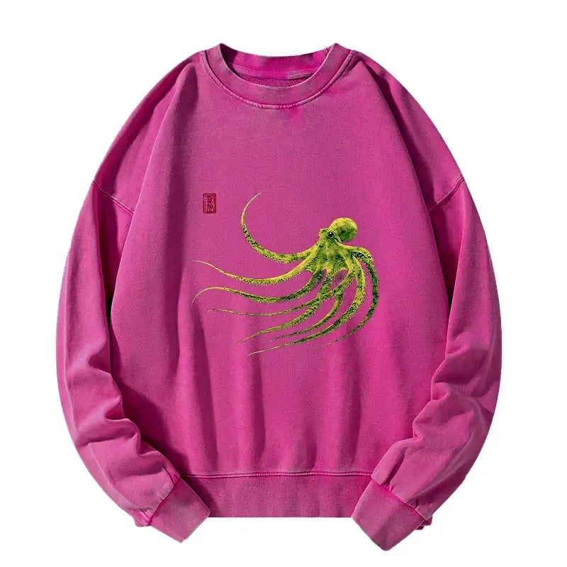 Kyoto-Lion Retro Octopus Japanese Washed Sweatshirt